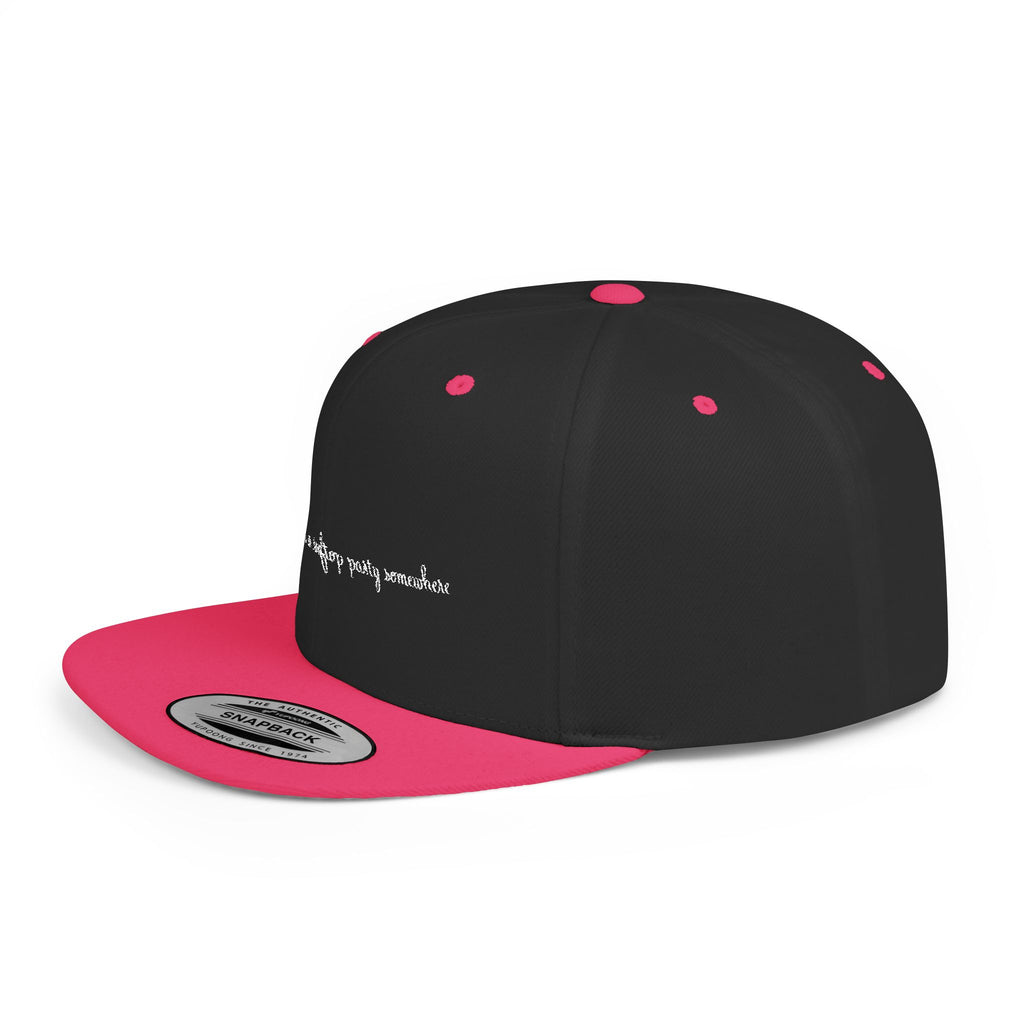 SANTINO Flat Bill Snapback Hat — Distressed Script Logo Streetwear Cap