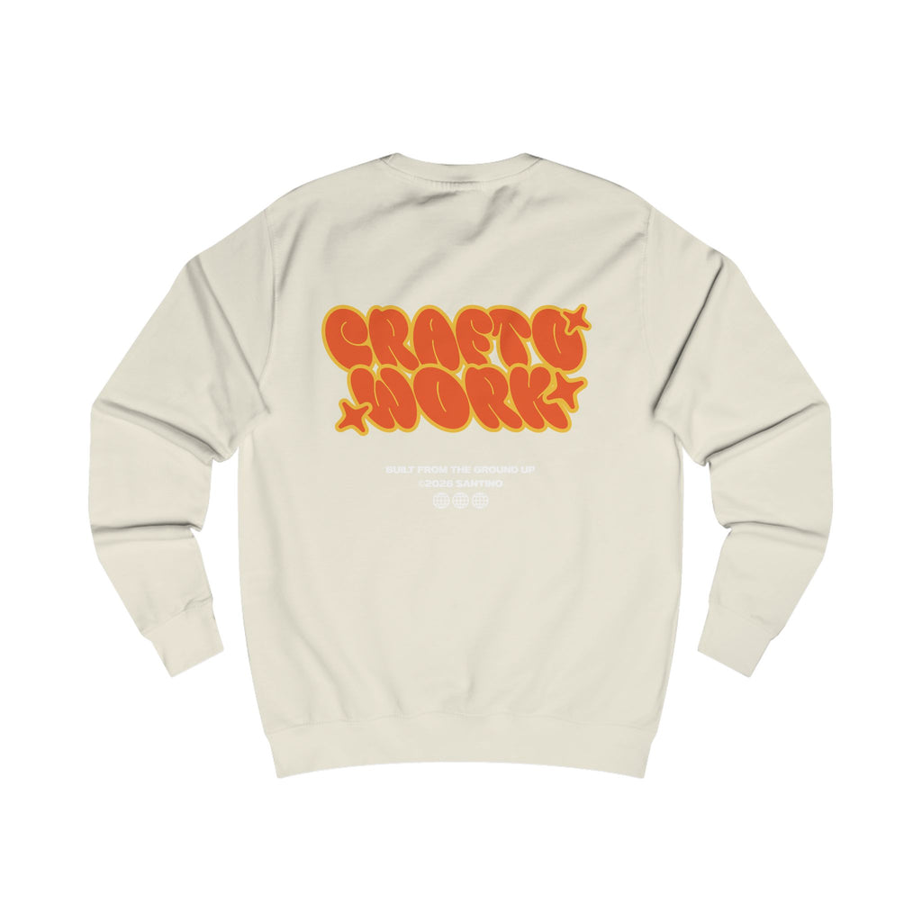 SANTINO Retro 'Crafty Work' Graphic Sweatshirt – Vintage Bubble Letter Crewneck
