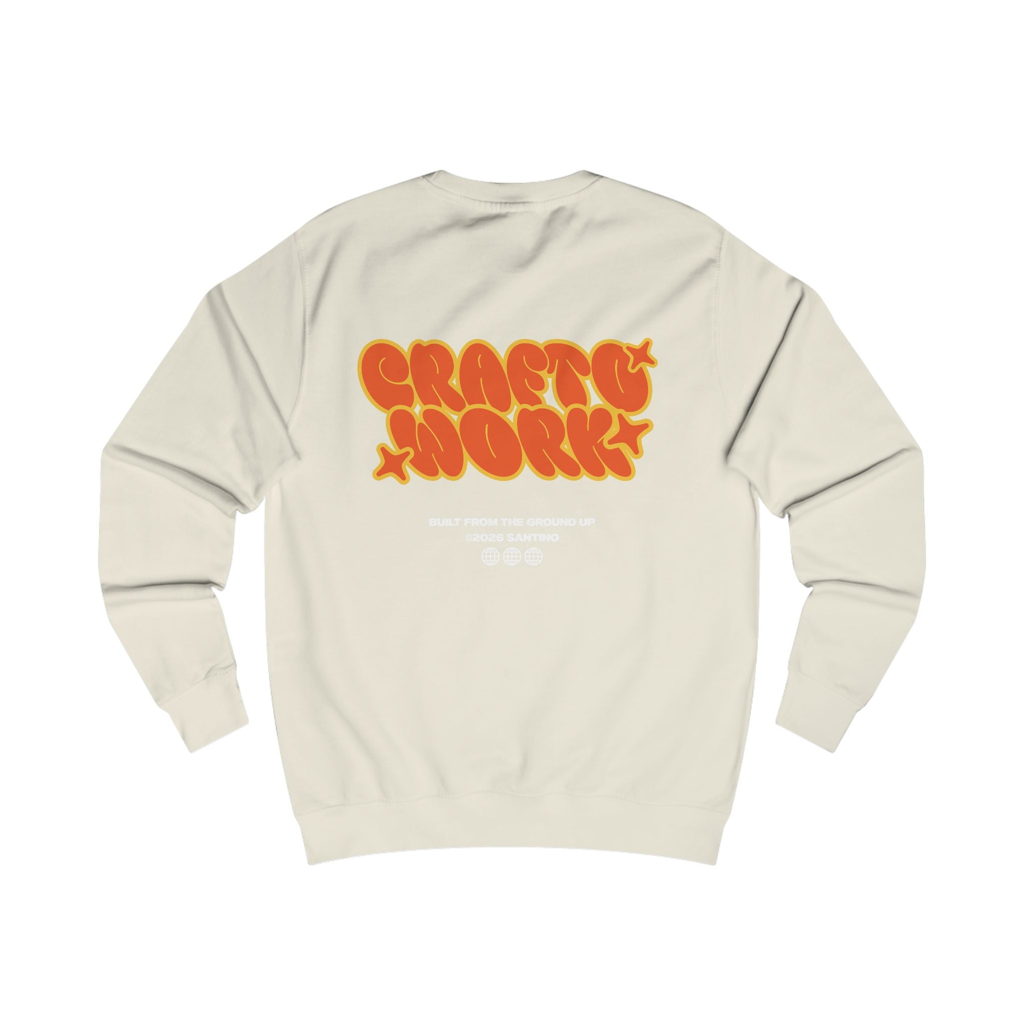 SANTINO Retro 'Crafty Work' Graphic Sweatshirt – Vintage Bubble Letter Crewneck