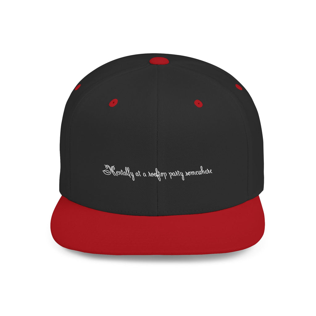 SANTINO Flat Bill Snapback Hat — Distressed Script Logo Streetwear Cap