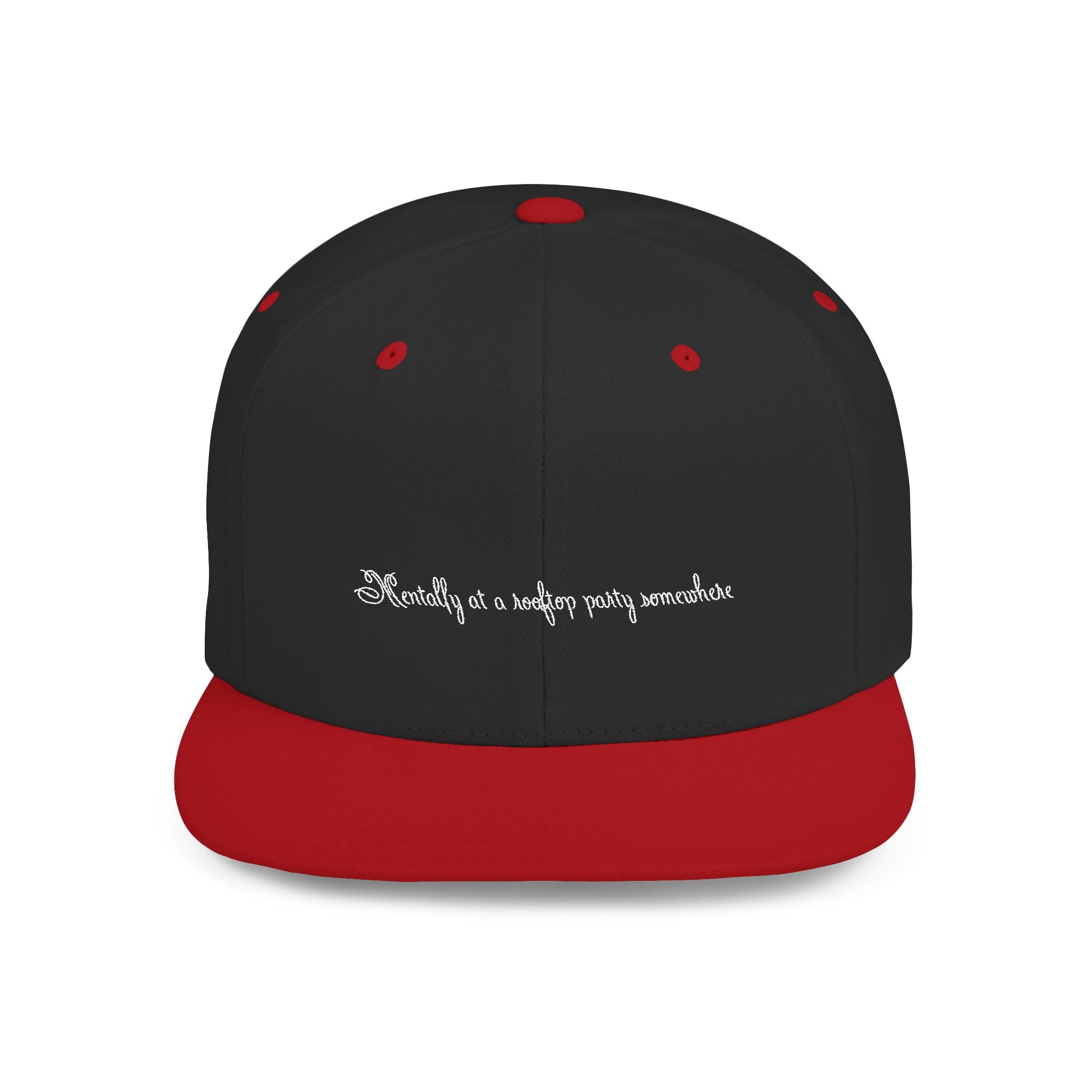 SANTINO Flat Bill Snapback Hat — Distressed Script Logo Streetwear Cap