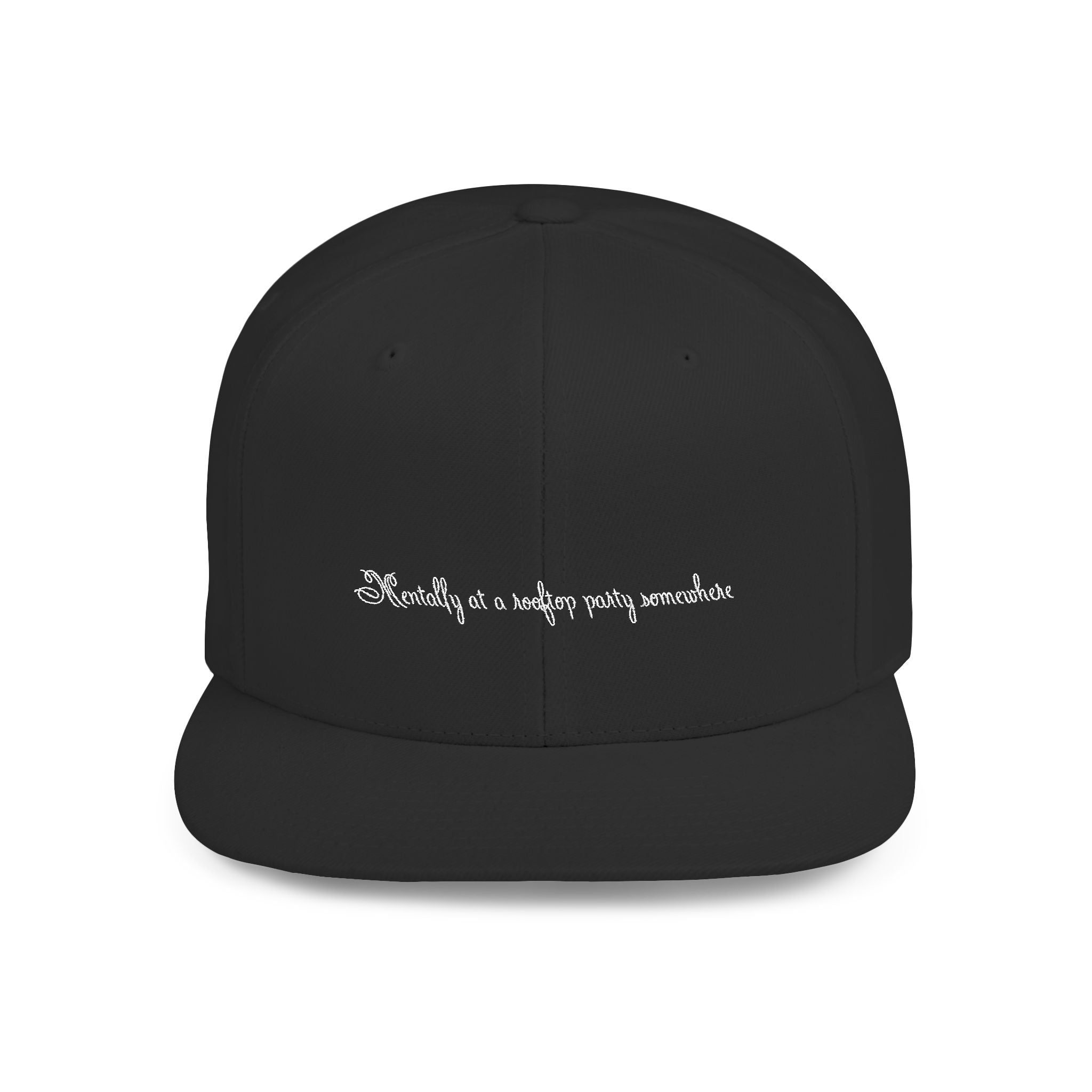 SANTINO Flat Bill Snapback Hat — Distressed Script Logo Streetwear Cap