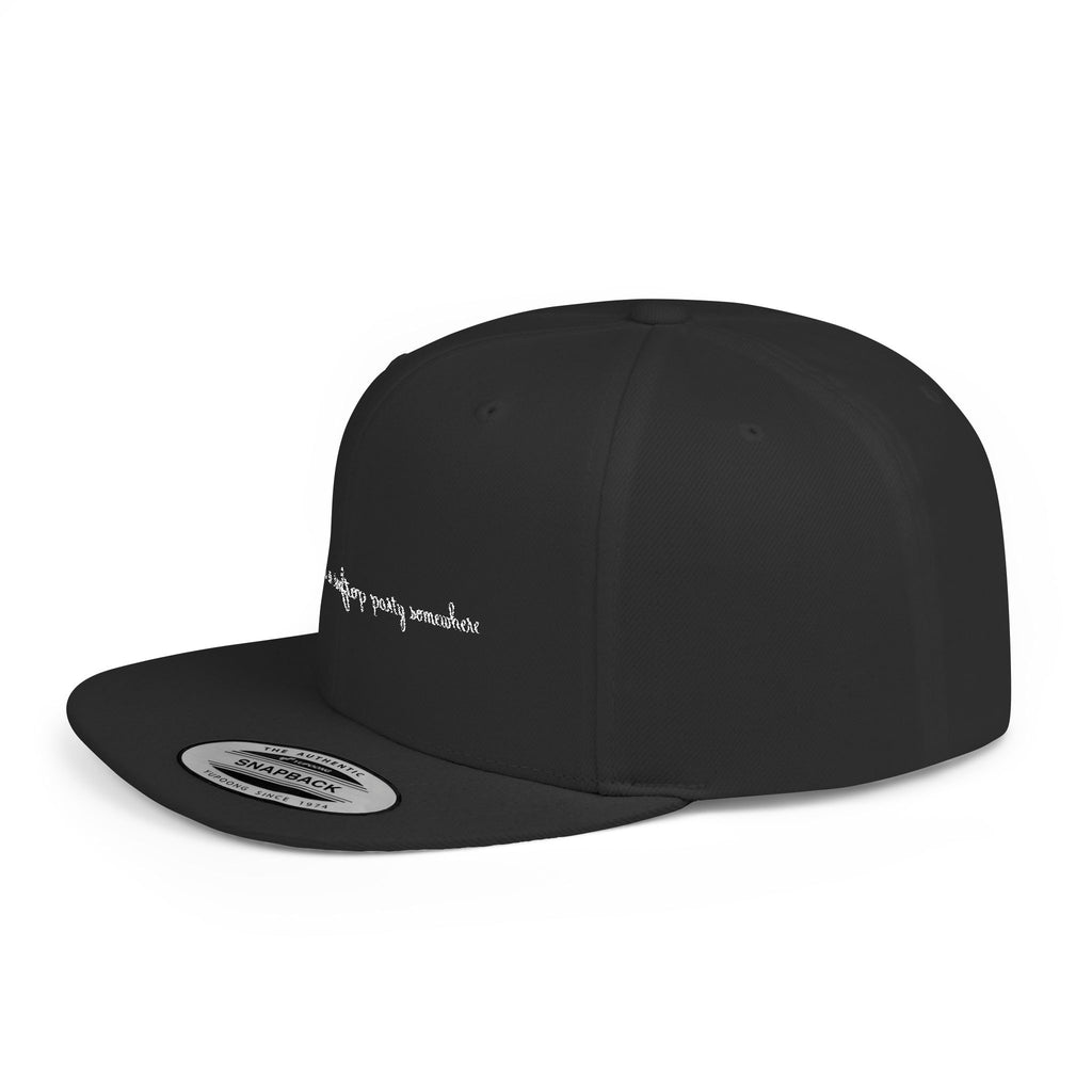 SANTINO Flat Bill Snapback Hat — Distressed Script Logo Streetwear Cap