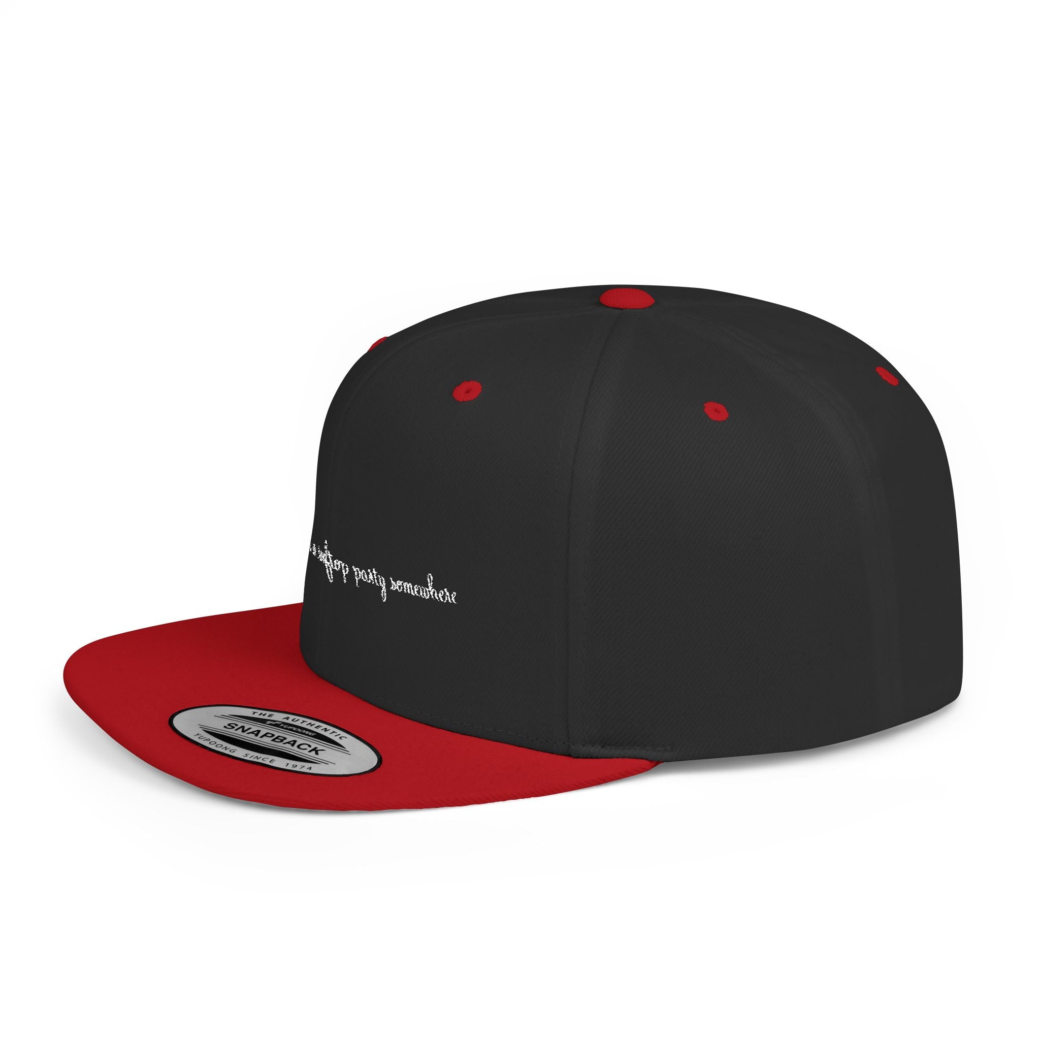 SANTINO Flat Bill Snapback Hat — Distressed Script Logo Streetwear Cap