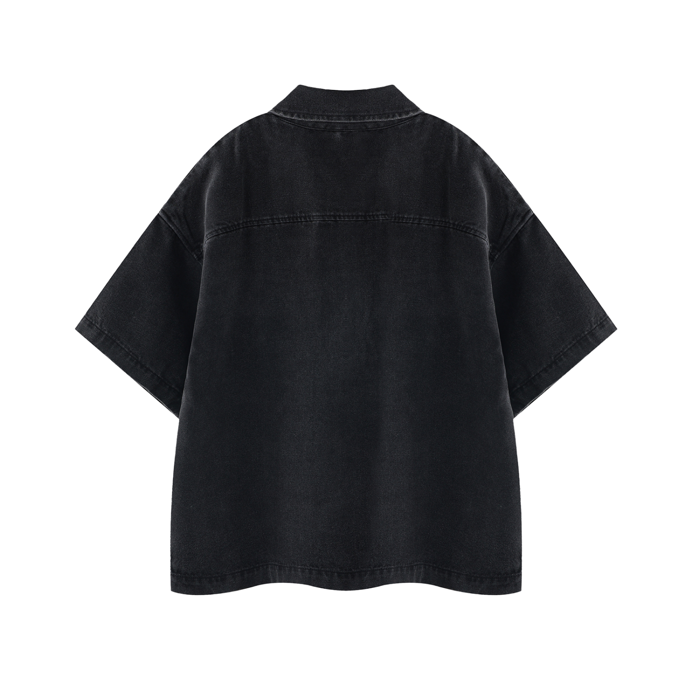 SANTINO — Unisex Vintage Wash Boxy Quarter-Zip Denim Shirt — SNTVL