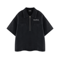SANTINO — Unisex Vintage Wash Boxy Quarter-Zip Denim Shirt — SNTVL